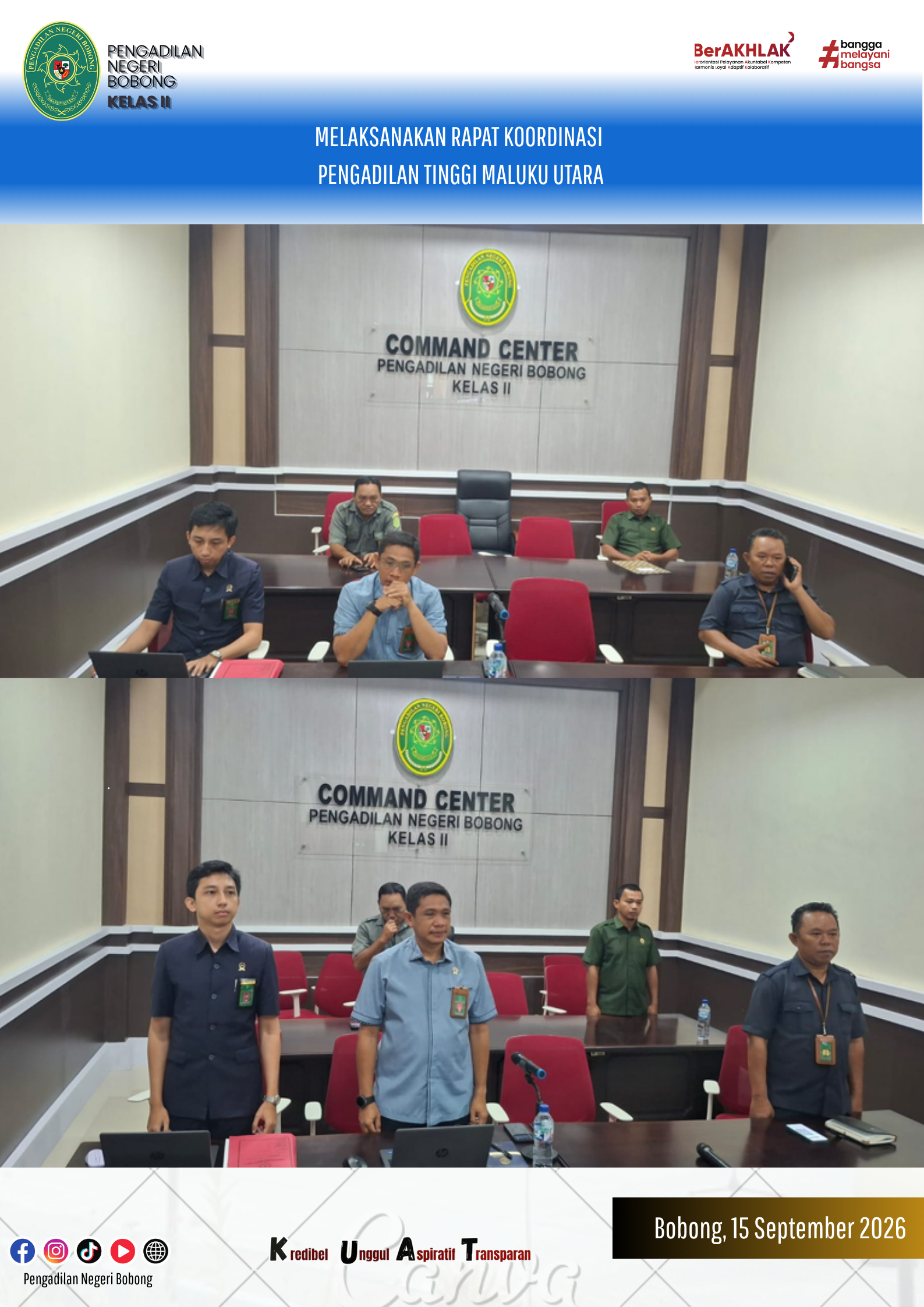 Pengadilan Negeri Bobong Laksanakan Rapat Koordinasi Bersama Pengadilan Tinggi Maluku Utara
